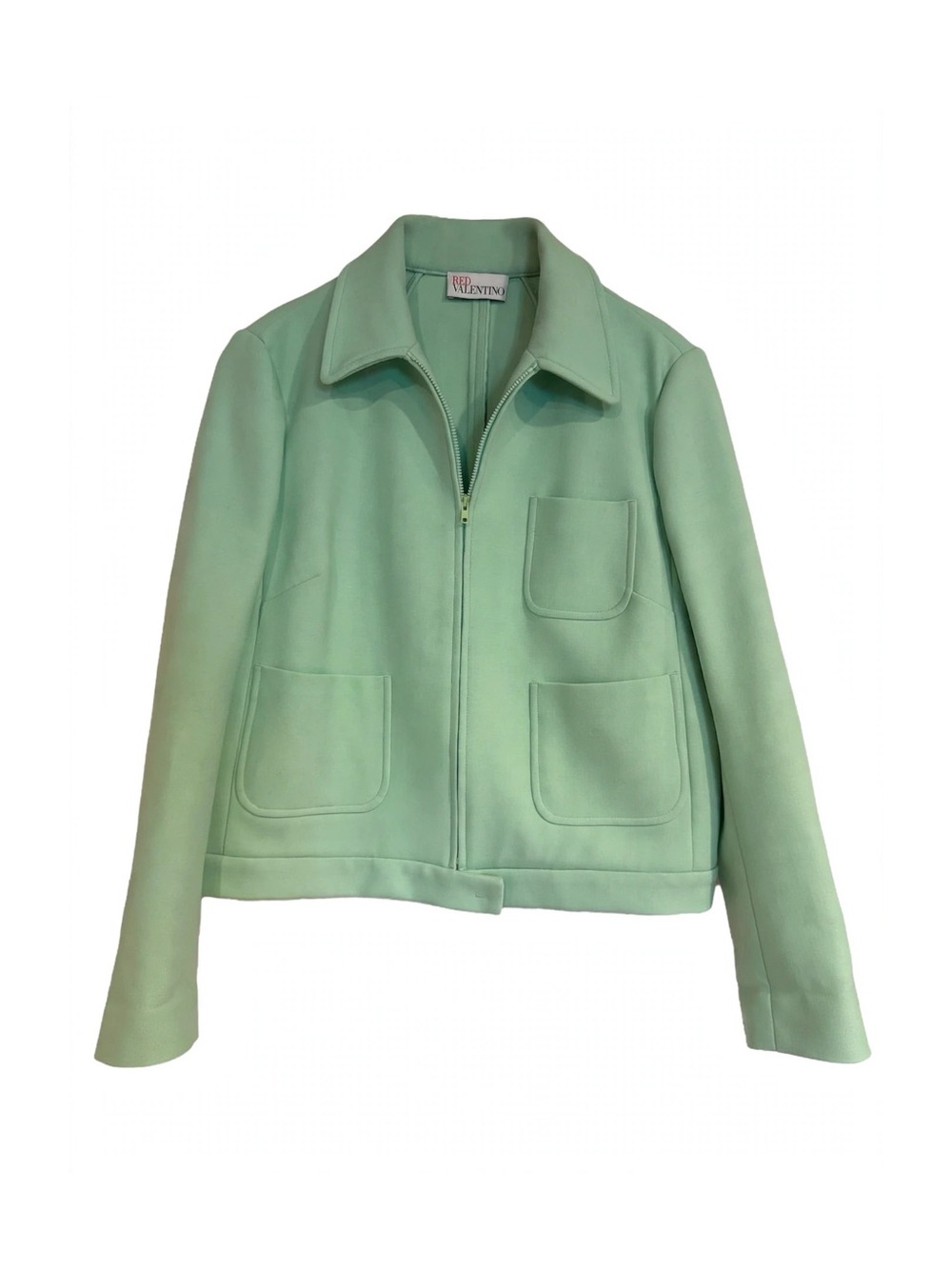 RED Valentino Mint Green Cropped Zip Jacket IT 44 US 8 Pastel Celadon